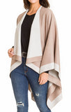 Cardigan Poncho (Beige White) - Melifluos