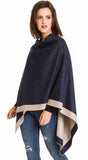 Cardigan Poncho (Navy Beige) - Melifluos