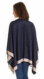 Cardigan Poncho (Navy Beige) - Melifluos