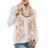 Spanish Design Printed Viscose Scarf (Beige Flower)