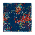Spanish Design Printed Viscose Scarf (Navy Flower)