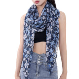 Spanish Design Printed Viscose Scarf (Double Blue Floral)