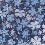 Spanish Design Printed Viscose Scarf (Double Blue Floral)