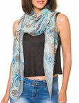 Spanish Design Printed Viscose Scarf (Aqua Paisley)