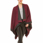 Women's Shawl Wrap Poncho Ruana Cape Cardigan Sweater Open Front (Gray Purple)