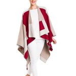 Women's Shawl Wrap Poncho Ruana Cape Cardigan Sweater Open Front (PC04-6)