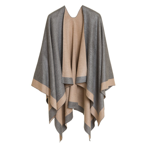 Cardigan Poncho (Light Gray Beige) - Melifluos