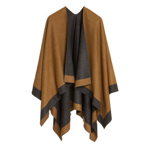 Cardigan Poncho (Dark Gray Beige) - Melifluos