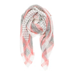 Spanish Design Printed Viscose Scarf (Pink White Geometric)