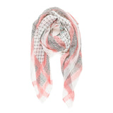 Spanish Design Printed Viscose Scarf (Pink White Geometric)