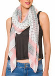 Spanish Design Printed Viscose Scarf (Pink White Geometric)