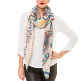 Spanish Design Printed Viscose Scarf (Beige Pattern) - Melifluos