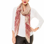 Spanish Design Printed Viscose Scarf (Beige Red Paisley) - Melifluos