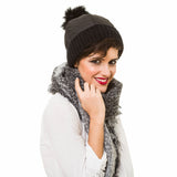 Beanie with Pom Pom (Black) - Melifluos