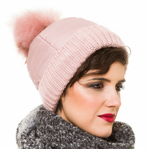 Beanie with Pom Pom (Pink) - Melifluos