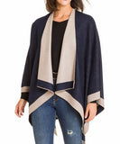 Cardigan Poncho (Navy Beige) - Melifluos