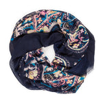 Spanish Design Printed Viscose Scarf (Navy Pattern) - Melifluos
