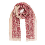 Spanish Design Printed Viscose Scarf (Beige Red Paisley) - Melifluos