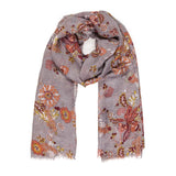 Spanish Design Printed Viscose Scarf (Gray Floral) - Melifluos