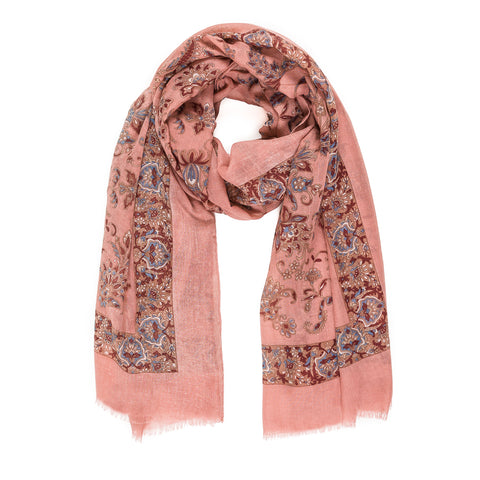 Spanish Design Printed Viscose Scarf (Pink Spanish Floral) - Melifluos