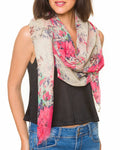 Spanish Design Printed Viscose Scarf (Red Spring Floral) - Melifluos