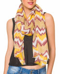 Spanish Design Printed Viscose Scarf (Yellow Zig Zag) - Melifluos