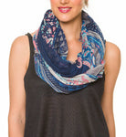 Spanish Design Printed Viscose Scarf (Navy Blue Paisley) - Melifluos