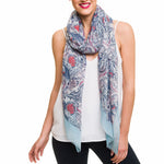 Spanish Design Printed Viscose Scarf (Light Blue Spanish Pattern) - Melifluos