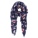 Spanish Design Printed Viscose Scarf (Navy Butterfly)