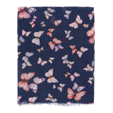 Spanish Design Printed Viscose Scarf (Navy Butterfly)