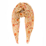 Spanish Design Printed Viscose Scarf (Beige Floral)