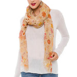 Spanish Design Printed Viscose Scarf (Beige Floral)