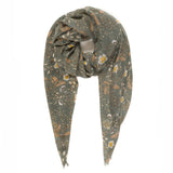 Spanish Design Printed Viscose Scarf (Taupe Flower)