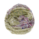 Spanish Design Printed Viscose Scarf (Green Geometric)