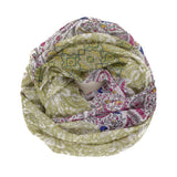 Spanish Design Printed Viscose Scarf (Green Geometric)