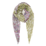 Spanish Design Printed Viscose Scarf (Green Geometric)