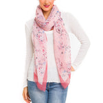 Spanish Design Printed Viscose Scarf (Pink Flower)
