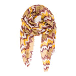 Spanish Design Printed Viscose Scarf (Yellow Zig Zag) - Melifluos