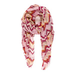 Spanish Design Printed Viscose Scarf (Pink Zig Zag) - Melifluos
