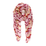 Spanish Design Printed Viscose Scarf (Pink Zig Zag) - Melifluos