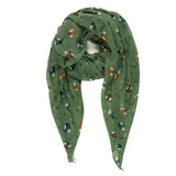 Spanish Design Printed Viscose Scarf (Green Fox)