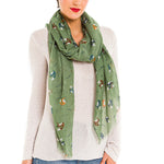 Spanish Design Printed Viscose Scarf (Green Fox)