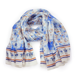 100% Silk Spanish Design Scarves (Blue Floral) - Melifluos