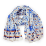 100% Silk Spanish Design Scarves (Blue Floral) - Melifluos