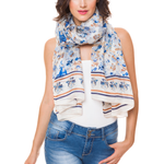 100% Silk Spanish Design Scarves (Blue Floral) - Melifluos