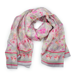 100% Silk Spanish Design Scarves (Gray Floral) - Melifluos