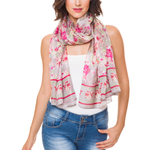 100% Silk Spanish Design Scarves (Gray Floral) - Melifluos