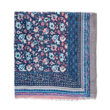 Spanish Design Printed Viscose Scarf (Blue Geometric Paisley)