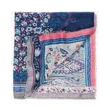 Spanish Design Printed Viscose Scarf (Blue Geometric Paisley)