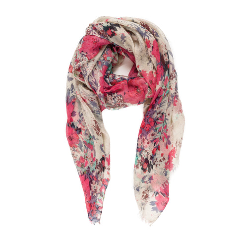 Spanish Design Printed Viscose Scarf (Red Spring Floral) - Melifluos